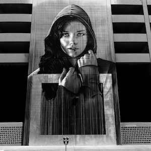 Street Art Graffiti Girl Black White Street Art Photography 75x100 Canvas Print/Poster Paper/Modern/XXL/PopArt/Decorative/Graffiti