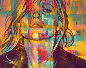 Hommage Fashion Portrait Pop Art Portrait up to 100 x 100 cm Canvas Print/Poster Paper/Abstract Warm Colors/Fashion/Decorative Art