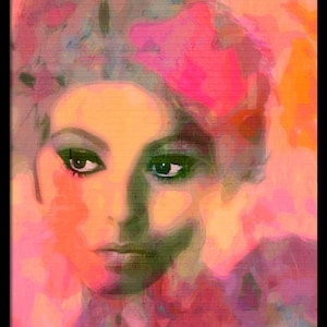 Hommage Apricot Sophie Loren Framed Black 3D Shadow Frame Print 75 x 100 cm Alu Dibond/Clear varnish refined/Pop Art/Italy