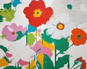 Pop Art Flowers Naive Painting Still Life Flora Colorful Flowers Original Oil Painting/Loft/Avantgarde XXL up to 100 x 100 cm Oil Painting/Tempera/Goucha