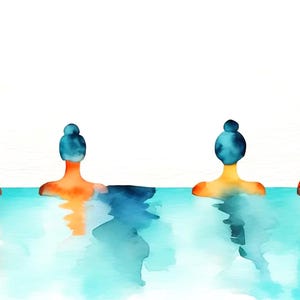 Simning 06 i naiv akvarell vattenmänniskor simmar minimalistisk pool Galleritryck/Canvas/XXL-tryck/Akrylglas/Inramad/Poster
