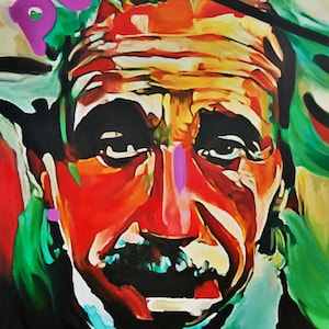 Albert Einstein Punk Street Art Arte moderna fino a 75x100 Stampa su tela/Carta per poster/Graffiti/Tipografia/Stampa XXL/Ritratto/PopArt