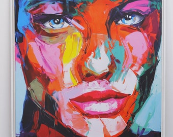 Original Limited Edition NIELLY, FRANCOISE. (1960).'untitled'Offset print on canvas,2020/Portrait/Colorful/Lithography/Modern Art/Expressive