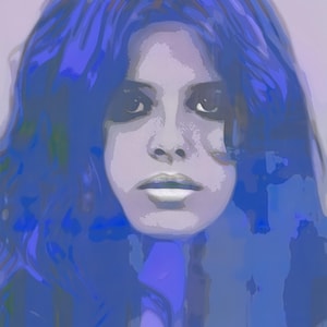 Homenagem a Uschi Obermaier, Comuna Azul, anos 1970 /Alemão/ Impressão em Galeria, Impressão em Acrílico, Vidro, Pop Art, até 150x150, Impressão em Tela/Edição