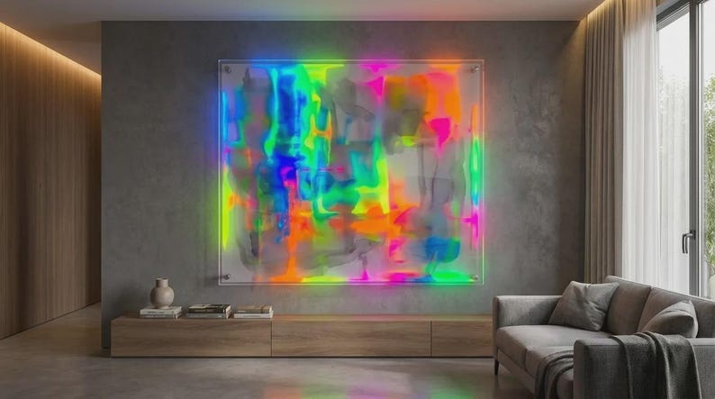 Abstracte neonkleuren in de stijl van color field painting ...