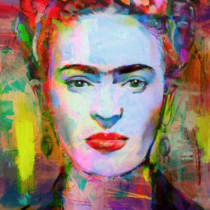 Hommage Frida Colors Summer Colorful fino a 75x100 Stampa su tela/Carta per poster/Messico/Arte moderna/Stampe XXL/Figurativo/Ritratto/PopArt
