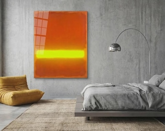 Abstrakt Farbfeldmalerei Orange Gelb Neon Kunst Minimalismus Pur Fluoreszierender Art bis 100x140 cm Luxus 0,8 cm Acrylglas XXL Formate