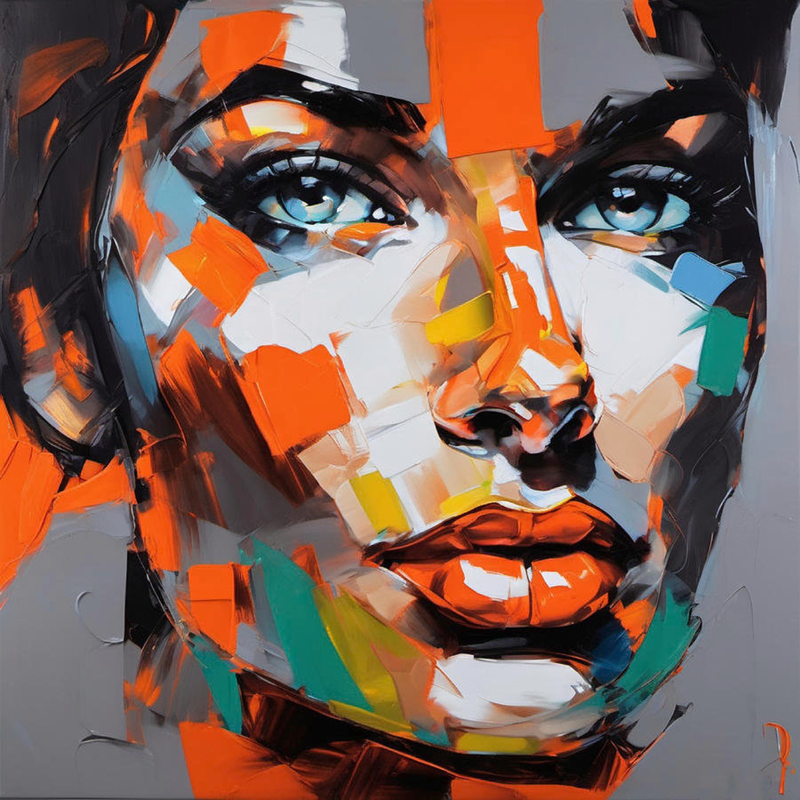 Motiv Kommune 1 Uschi Obermaier 130x130 Silber Alu PopArt/Bild/Gemälde/StreetArt