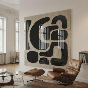 Japandi Art Abstrakt Wabi Sabi akrylglasväggkonst upp till 100 x 100 cm – Minimalistisk XXL-väggkonst – Exklusivt unikt verk – Svarta och vita färger