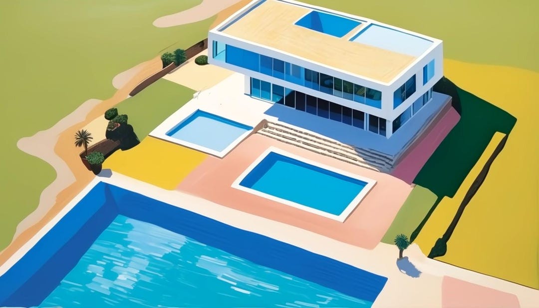 Summer Edition Drone Perspective Pool Beach Painting Print Acrylic ...