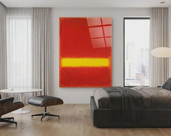 Abstrakt Farbfeldmalerei Rot Gelb Neon Kunst Design Klassiker Fluoreszierender Art bis 100x140 cm Luxus 0,8 cm Acrylglas XXL Formate Modern