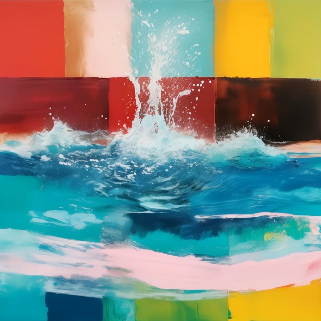 Exhibition Pieces!! Abstract Water Splash J59 Colorful Basic Colors 90 ...