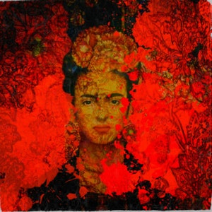 Homage Frida Orange up to 80 x 80 cm Canvas Print/Poster Paper/Mexican Artist/Alu Dibond/SilverAlu/Pop Art/Street Art