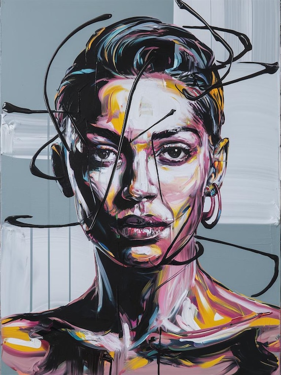 Oil Painting Street Art Girl 04 Portrait Urban Women Faces Girl