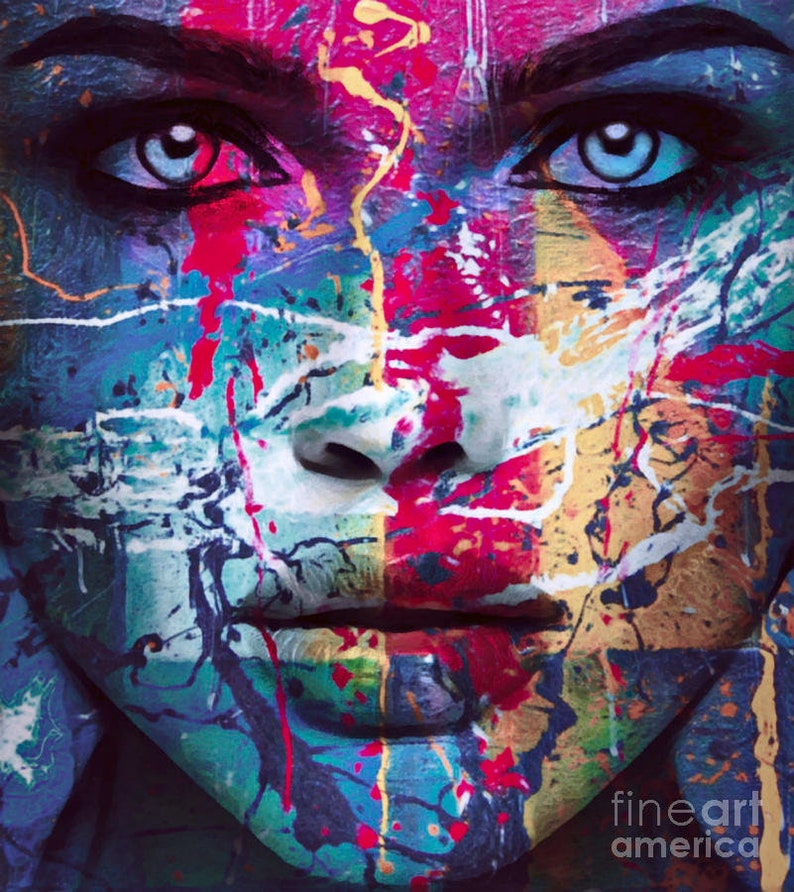 Just Face Abstract Splash 100 Expressive Female Gallery Print Acrílico ...