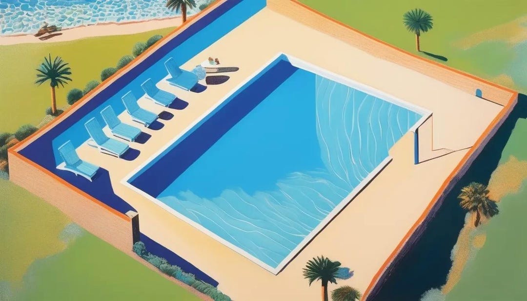 Summer Edition Drone Perspective Pool Beach Painting Print Acrylic ...