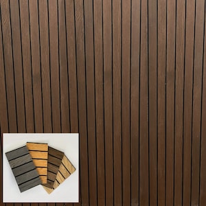 Panel acústico de listones de madera Roble natural, fieltro gris tamaño:  2400x600mmx22mm -  España