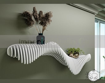 Parametric Shelf, New design Shelf, wood Wall Decor Art for living room or office Decorations, Unique design, White Modern Shelf