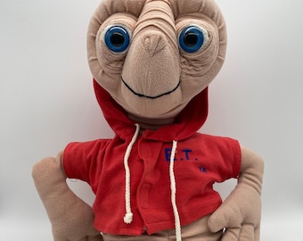 Peluche Jumbo ET Large da 48 cm / Peluche extraterrestre XXL / Felpa con cappuccio rossa E.T. Peluche degli Universal Studios