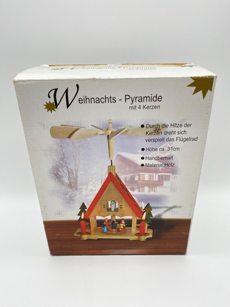 Vintage Wooden Christmas Carousel German Kurt Adler Wood Alpine Candle