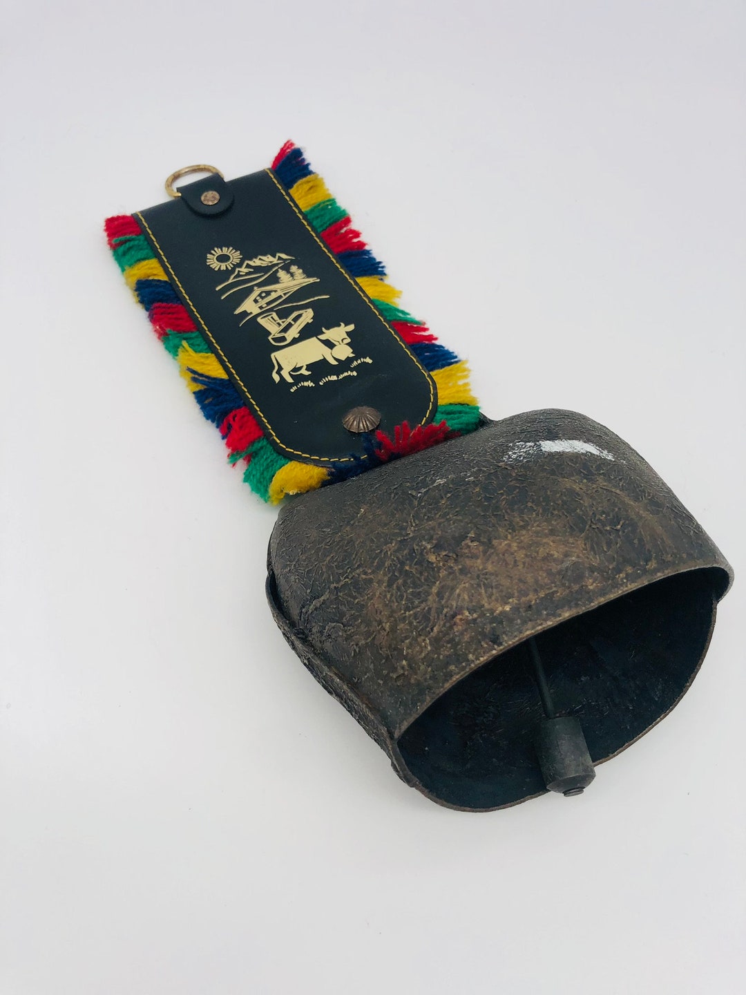 Antique Swiss Cow Bell Vintage Swiss Bell With Colorful Etsy