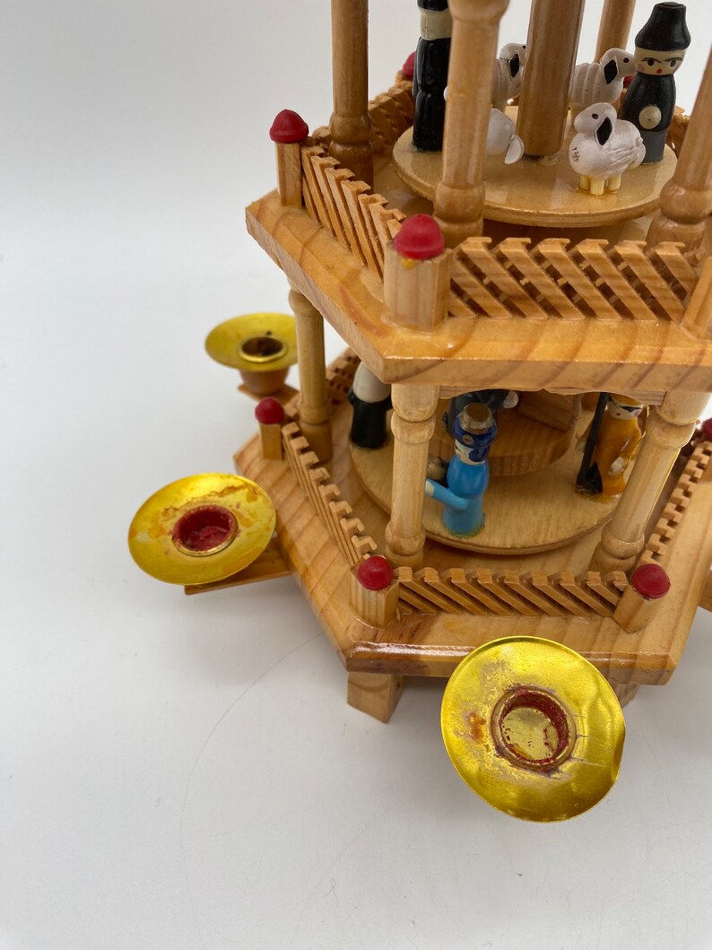Vintage Wooden Christmas Carousel Pyramid Erzgebirge German Etsy