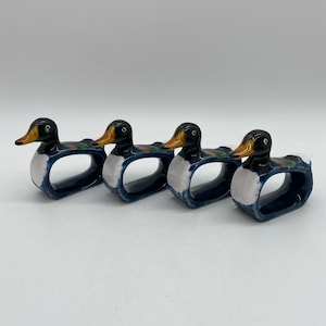 Set of 4 Mallard Ceramic Napkin Rings Lot of 4 Vintage Duck Napkin Rings image 3