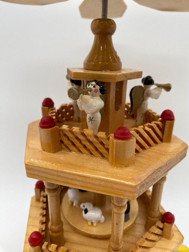 Vintage Wooden Christmas Carousel Pyramid Erzgebirge German Etsy