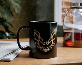 Pontiac Firebird Trans Am Black Mug - Classic Car Enthusiast Gift, Vehicle Lover Coffee Cup, Retro Car Collector Drinkware, Muscle Car Fan
