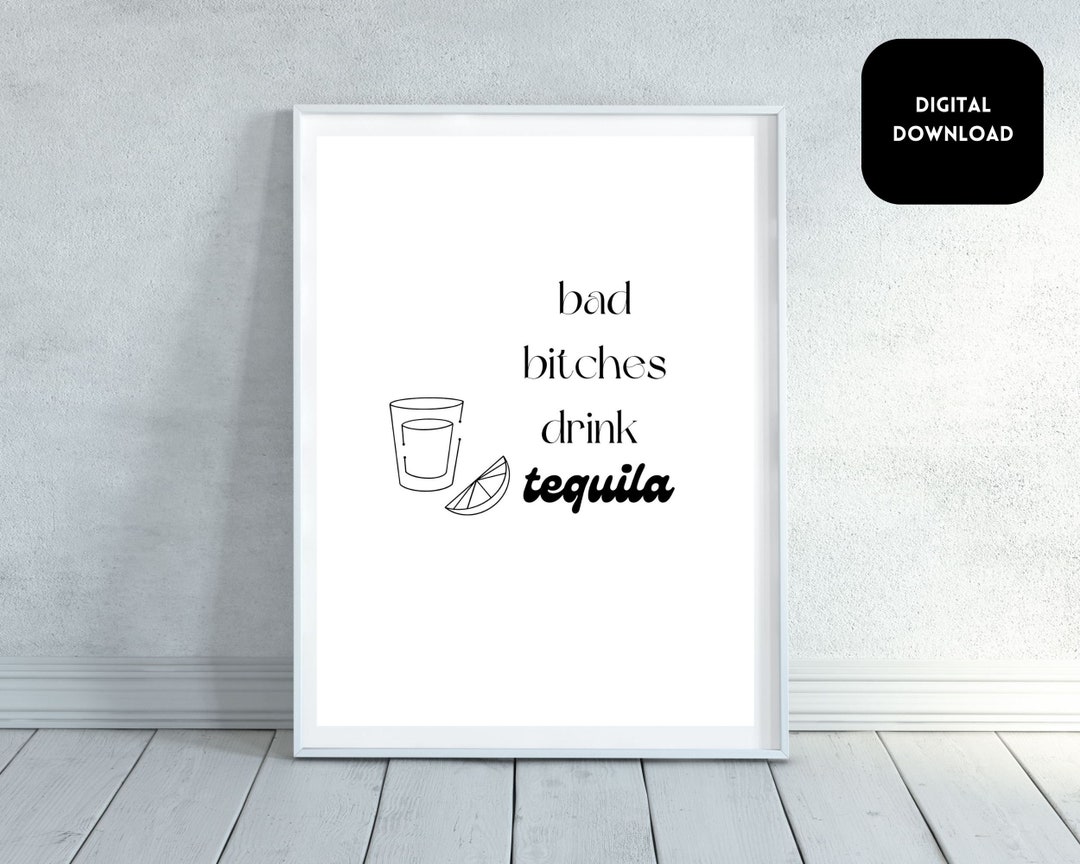 Tequila Bar Cart Art, Minimalist Bar Art, Digital Cute Wall Art, Bar