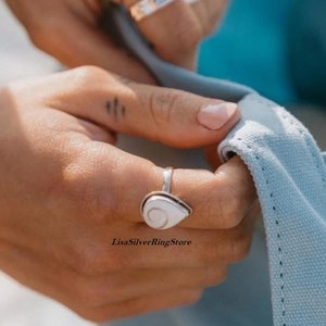 Shiva Eye Ring, Handmade Ring, Gift Ring, 925 Sterling Silver ring, Gifts for her, Shiva Eye Shell Ring, Anxiety Boho Ring, Pear Shell Ring