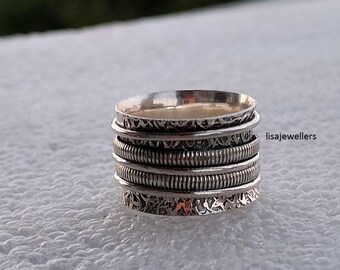 Boho Spinner Ring, Meditation Ring, Handmade Ring, 925 Sterling Silver, Thumb Ring, Fidget Ring, Women Gift Ring, Worry Ring, Gift for Her.