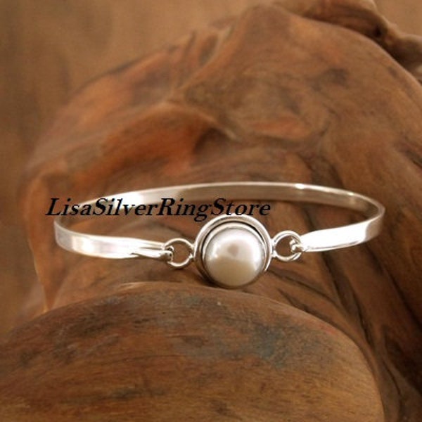 Mother Of Pearl Bangle 925 Sterling Silver Cuff Bracelet Adjustable Cuff Handmade Bangle Unique Jewelry Gemstone Cuff Bracelet Gift For Her