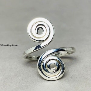 Silver Spiral Ring, Silver Swirl Ring Adjustable Ring, 925 Silver Ring, Double Coils Ring, Silver Rings For Women, Silver Rings For Men