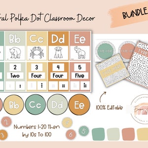 Neutral Polka Dot Classroom Bundle - EDITABLE