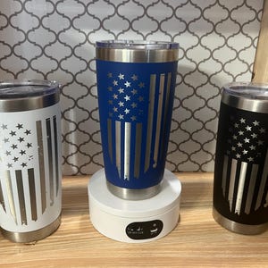 Engraved American Flag Tumbler: 20oz Insulated Patriotic Coffee Cup