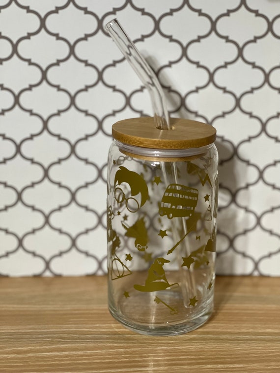 Magischer Glas Bierdosen Becher: Bambus Deckel & Glas Strohhalm - Etsy.de
