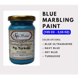 Ebru Art Marbling Paint Colors - Blue - Ultramarine Navy Sky Turquoise - 105cc - Produced From Natural Pigments - Professional High Quality