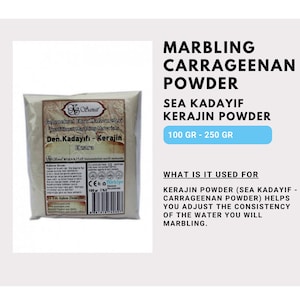 Ebru Art Marbling Kerajin Powder - Sea Kadayif - Carrageenan Powder - Marbling Water Concentrator - 100, 250 gr - Professional High Quality
