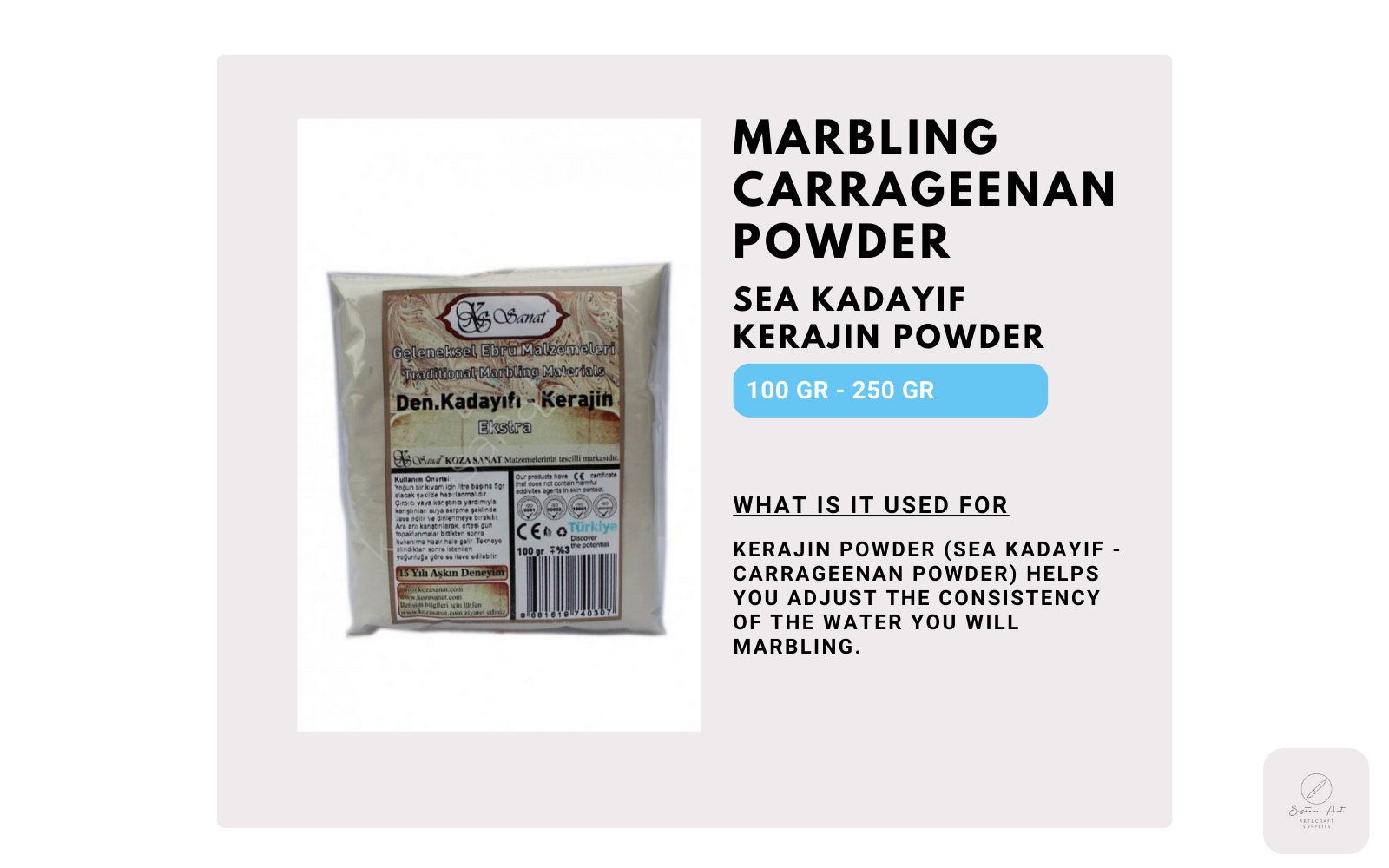 Half Pound Lambda Carrageenan Powder Supplies for Marbling on