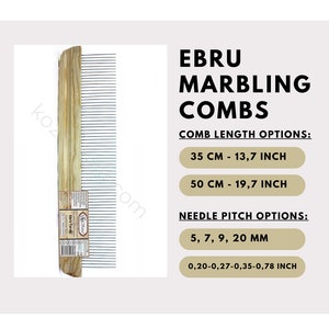 Ebru Marbling Combs: Stainless Steel Needles, Wooden Handle