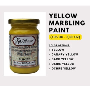 Ebru Art Marbling Paint Colors - Yellow - Canary, Dark, Oxide, Ochre - 105cc - Produced From Natural Pigments - Professional High Quality