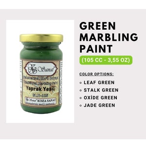 Ebru Art Marbling Paint Colors - Green - Leaf, Stalk, Oxide, Jade Green - 105cc - Produced From Natural Pigments - Professional High Quality