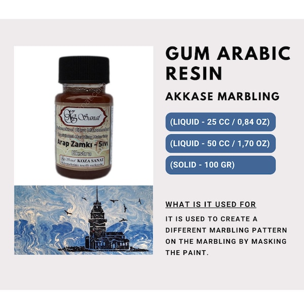 Ebru Hat Marbling Gum Arabic Resin for Akkase Marbling - Liquid and Solid - Professional High Quality
