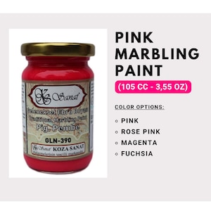 Ebru Art Marbling Paint Colors - Pink - Rose Pink, Magenta, Fuchsia  - 105cc - Produced From Natural Pigments - Professional High Quality