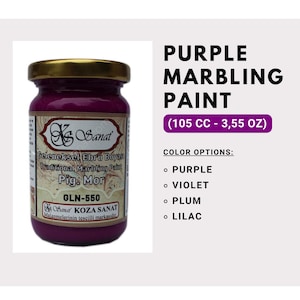Ebru Art Marbling Paint Colors - Purple - Violet, Plum, Lilac - 105cc - Produced From Natural Pigments - Professional High Quality