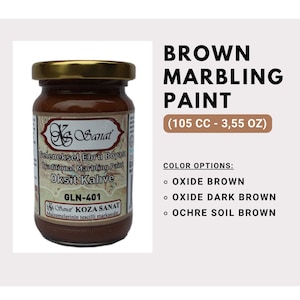 Ebru Art Marbling Paint Colors - Brown, Oxide Dark Brown, Ochre Soil - 105cc - Produced From Natural Pigments - Professional High Quality