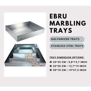 Ebru Art Marbling Tray | 25*35cm, 35*50cm, 50*70cm | Boat for Ebru Water Art, Steel Or Galvanized, Profesional High Quality