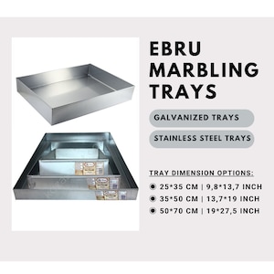 Ebru Art Marbling Tray | 25*35cm, 35*50cm, 50*70cm | Boat for Ebru Water Art, Steel Or Galvanized, Profesional High Quality