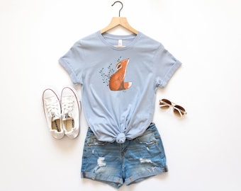 Floral fox t-shirt for women — nature animal graphic tee, fox lover gift